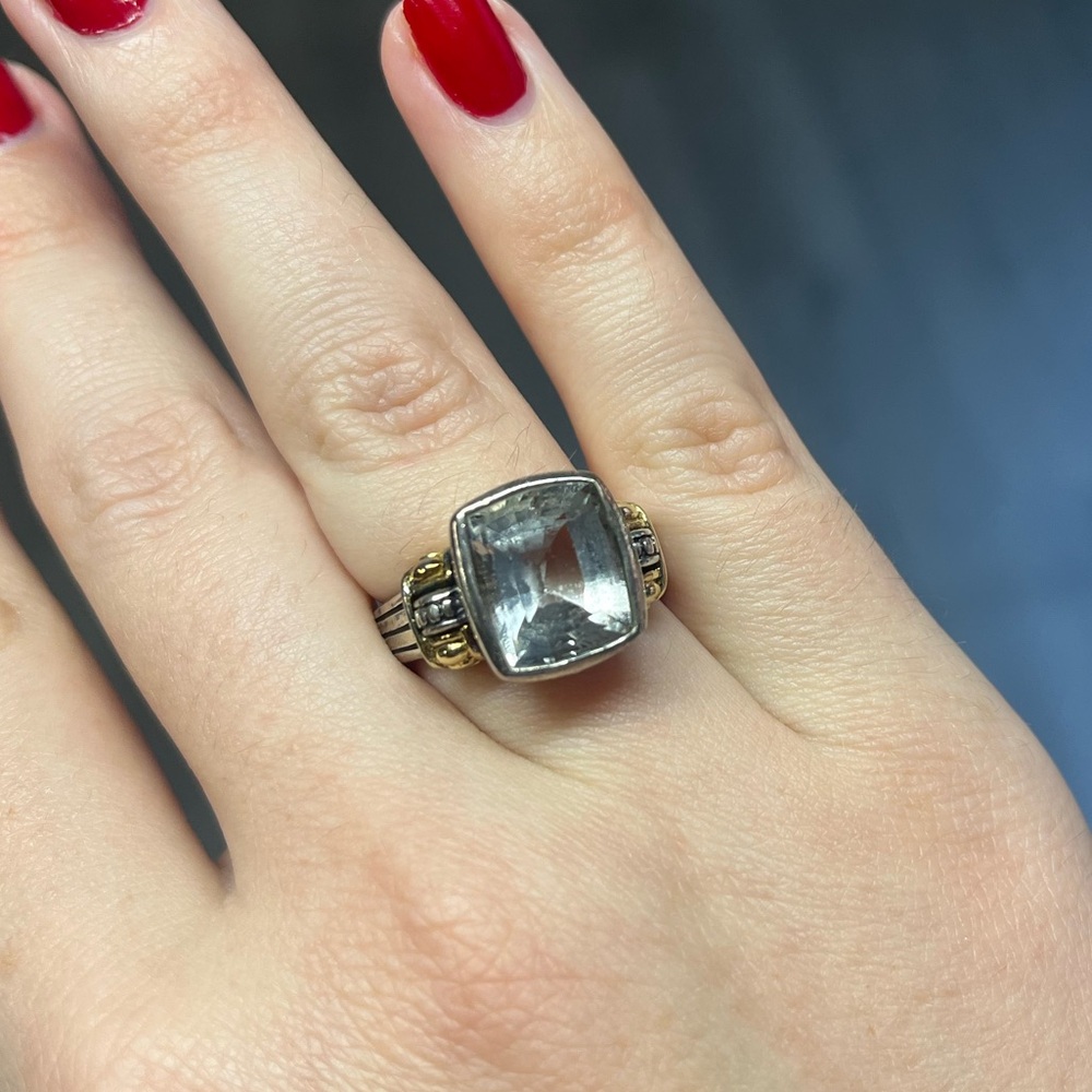 Lagos caviar white topaz ring